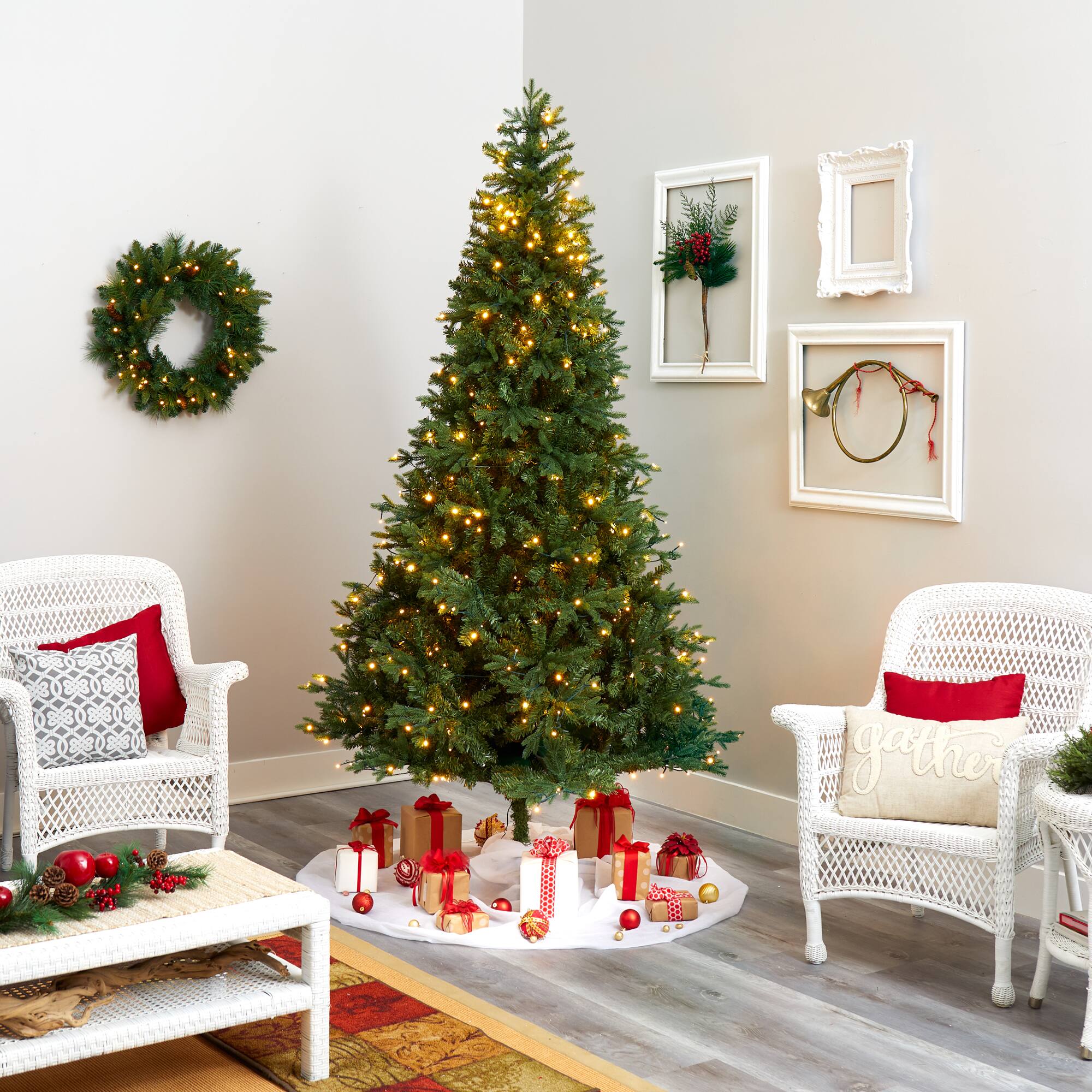 8ft. Pre-Lit Vermont Fir Artificial Christmas Tree with Clear LED Lights